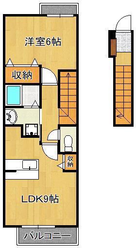 カレントハウス(1LDK/2階)の間取り写真
