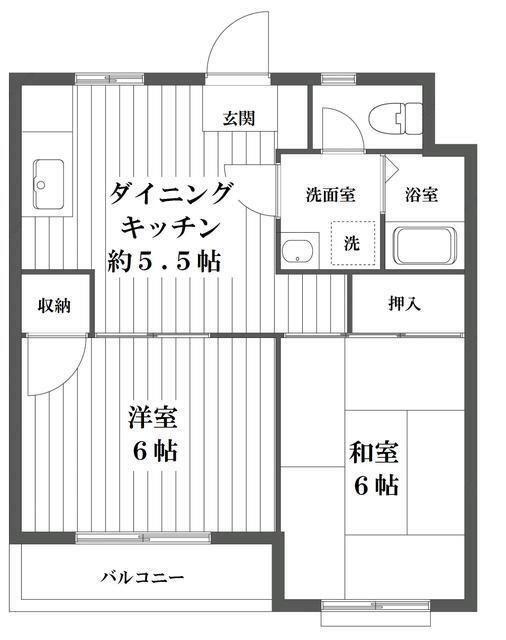 サンヴェール関原(2DK/3階)の間取り写真