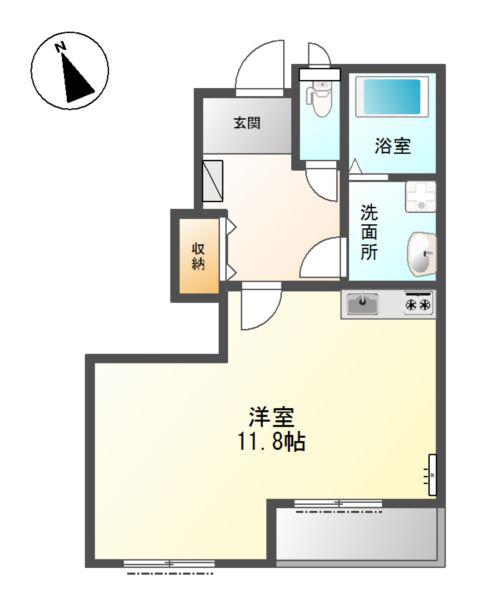 WING 010(ワンルーム/1階)の間取り写真