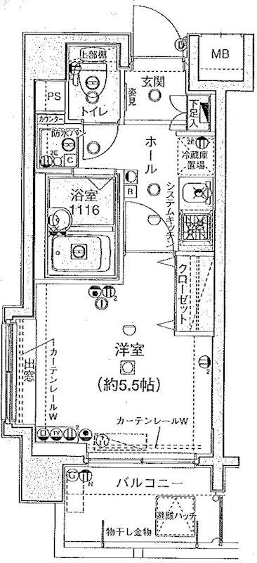 エクセリア横浜(1K/5階)の間取り写真
