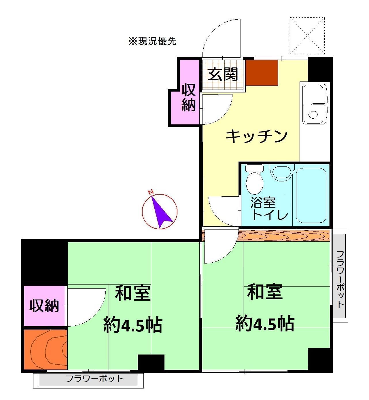 プラスビル(2K/4階)の間取り写真