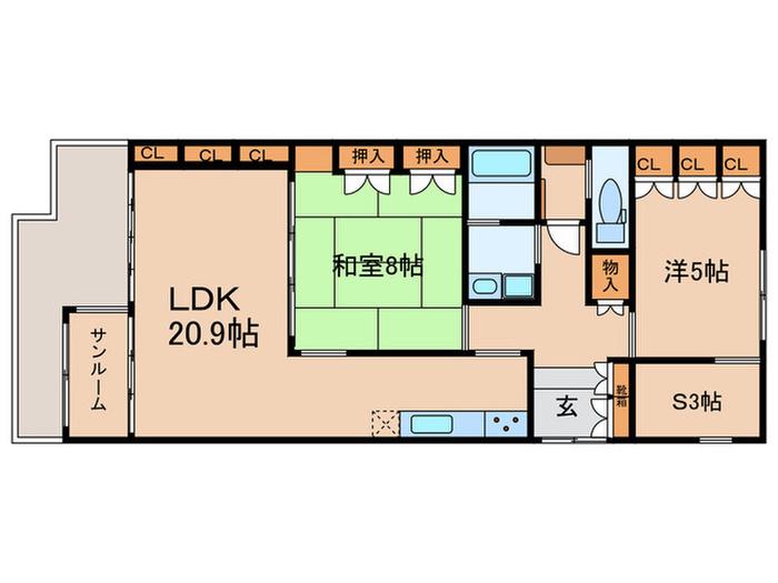 クリア・エヌ(2SLDK/1階)の間取り写真