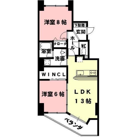 レジデンス40(2LDK/7階)の間取り写真