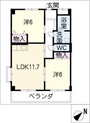 サンシャイン美合III(2LDK/3階)の間取り写真