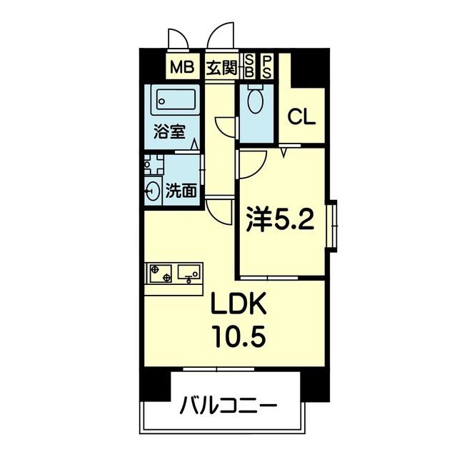 ロザリアン神水(1LDK/8階)の間取り写真