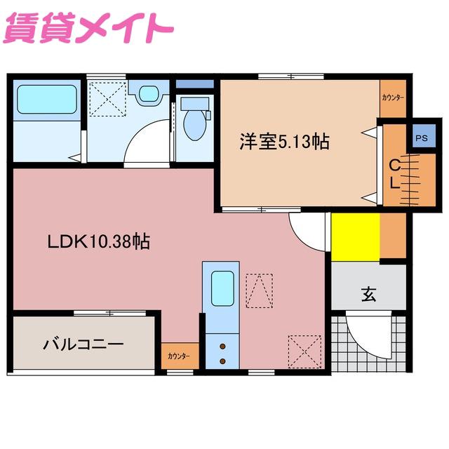 リーブルファイン日永(1LDK/1階)の間取り写真