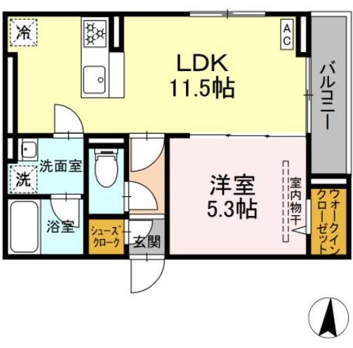 D PAINA 登戸III(1LDK/2階)の間取り写真