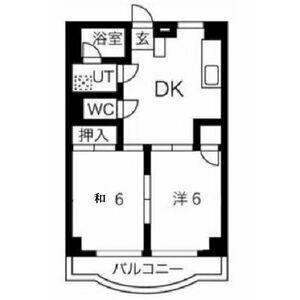 サンハイツ睦(2DK/4階)の間取り写真