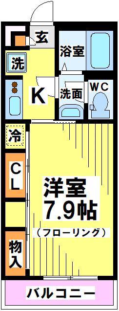 リブリ調布(1K/1階)の間取り写真