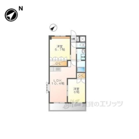 メゾン水無月(2LDK/2階)の間取り写真