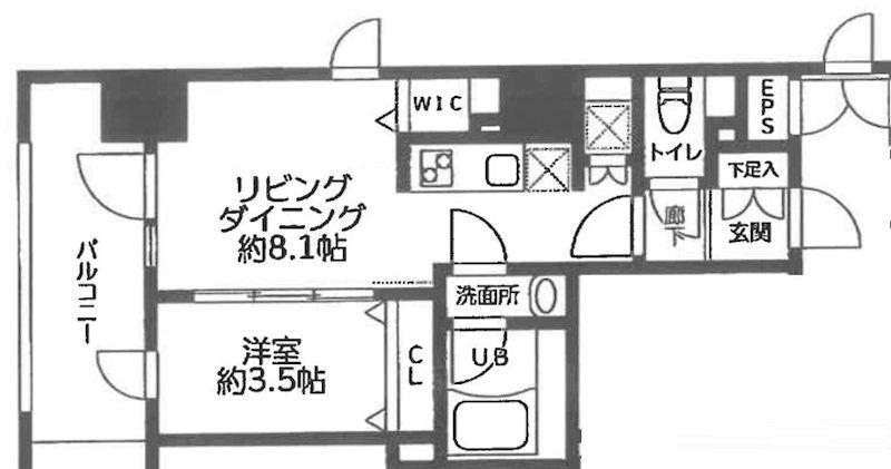 エスシーエル関内(1LDK/9階)の間取り写真