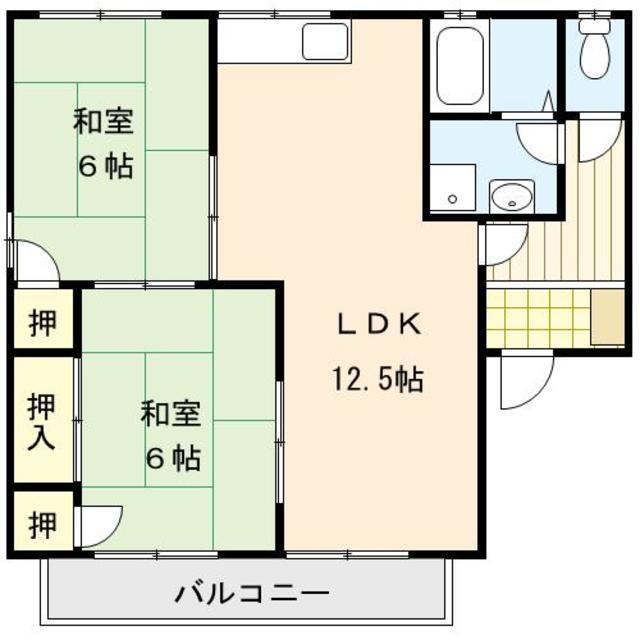 アフローテ山川(2LDK/2階)の間取り写真