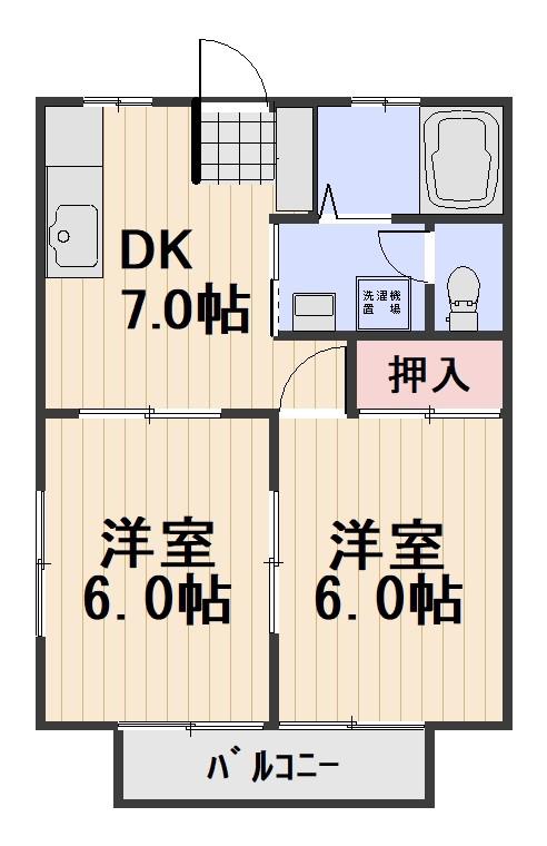 ファミーユコスモ(2DK/1階)の間取り写真