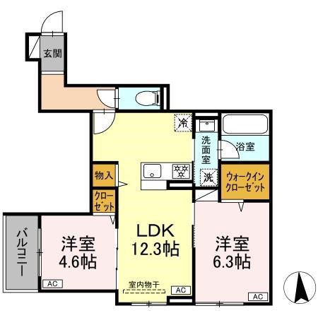 セレスティア鹿浜(2LDK/2階)の間取り写真