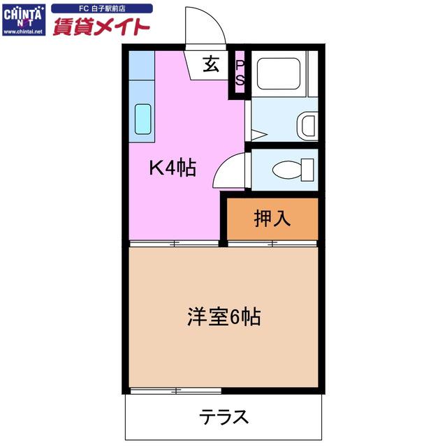 リソーハイツ(1K/2階)の間取り写真