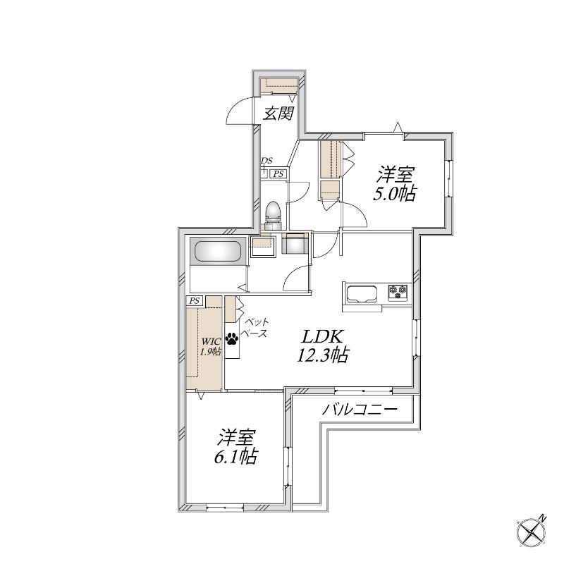 レザンテラス(2LDK/3階)の間取り写真