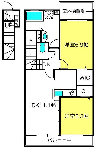クレベールIII(2LDK/2階)の間取り写真