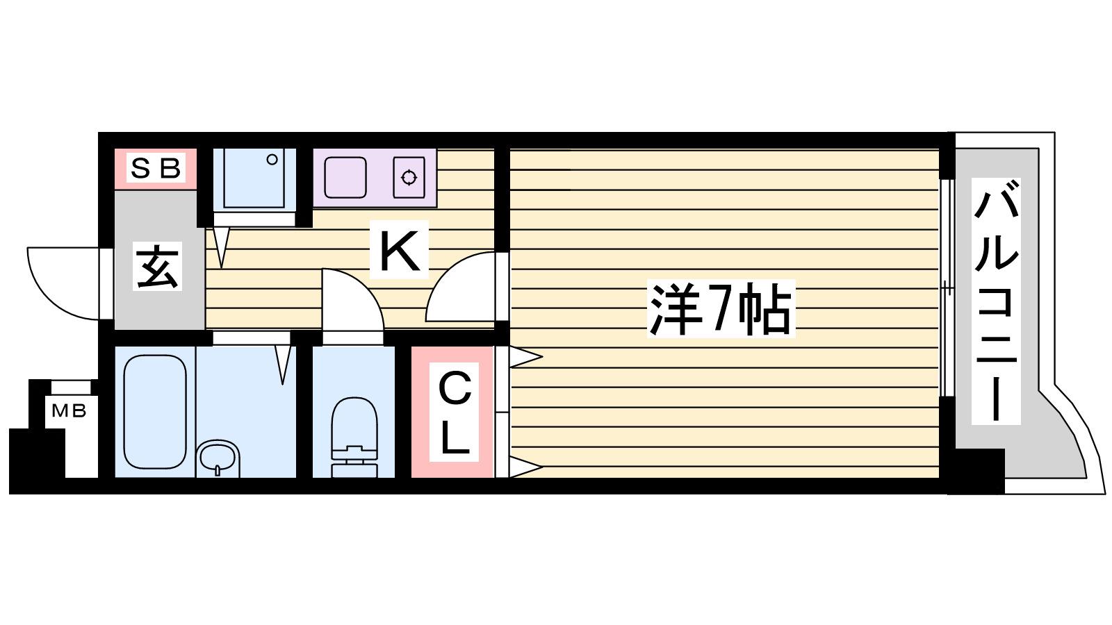 YKハイツ相生町(1K/7階)の間取り写真