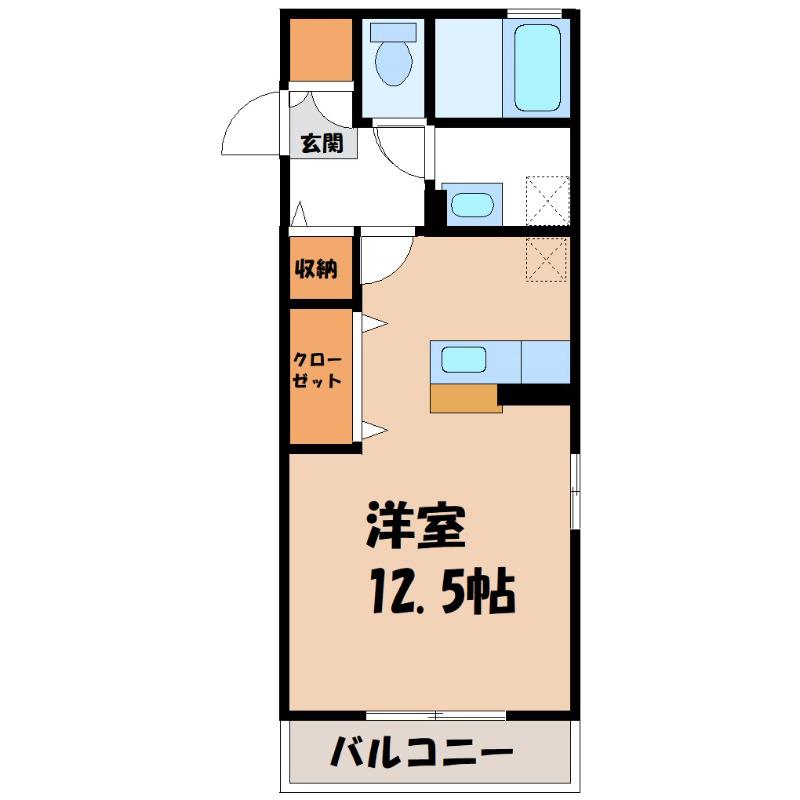 ベルテサクラ(ワンルーム/3階)の間取り写真