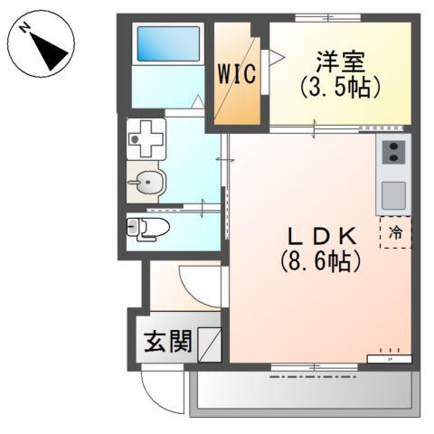 ルキアスF(1LDK/1階)の間取り写真