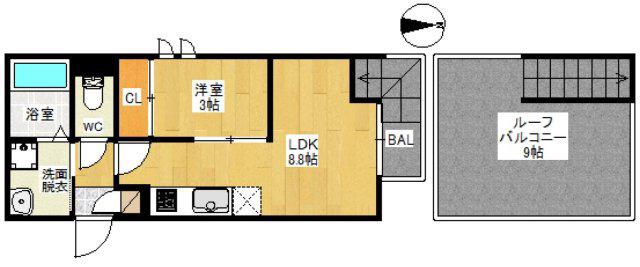 GRANTIC 竹下ME-RY1(1LDK/2階)の間取り写真
