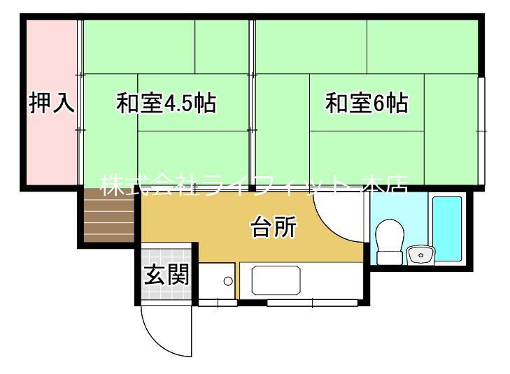八代荘(2K/1階)の間取り写真