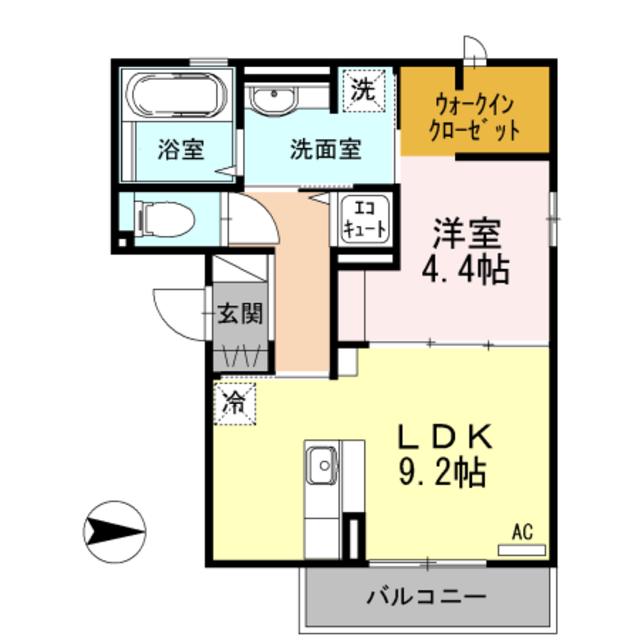 ラ・ルーチェ(1LDK/2階)の間取り写真