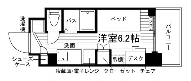 学生会館 THE CROSS SITE 登戸(ワンルーム/7階)の間取り写真
