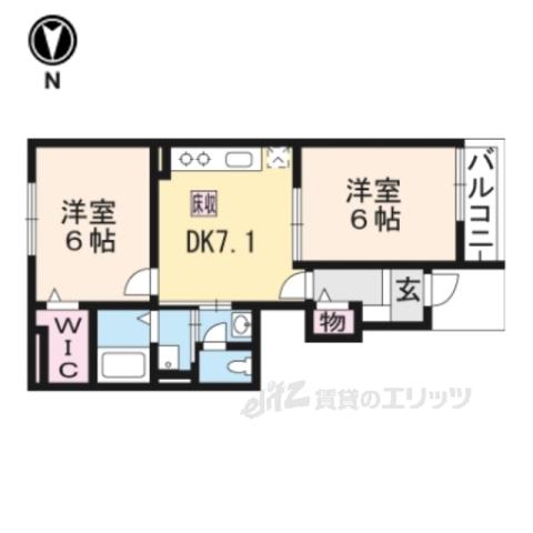 ARKS滋賀里(2DK/1階)の間取り写真