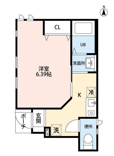 GEMINI イースト&ウエスト(1K/1階)の間取り写真