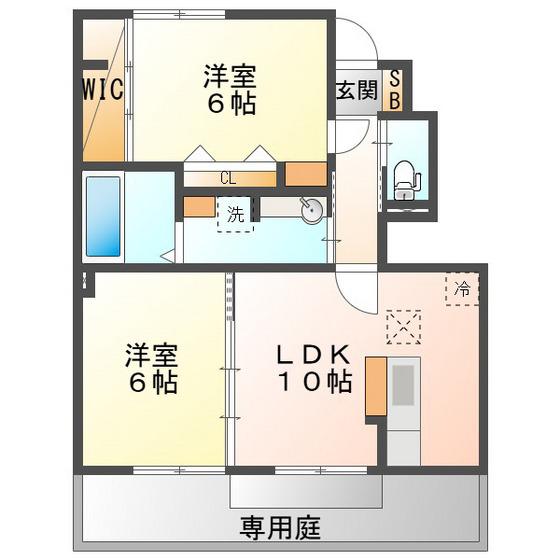 プリムローズ(2LDK/1階)の間取り写真