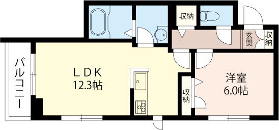 コンフォーザ高田(1LDK/1階)の間取り写真