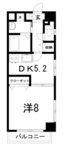 エルフィーノ(1DK/4階)の間取り写真