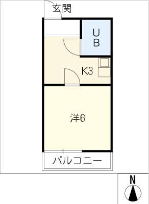 ハイツFUKUOKA I(1K/1階)の間取り写真