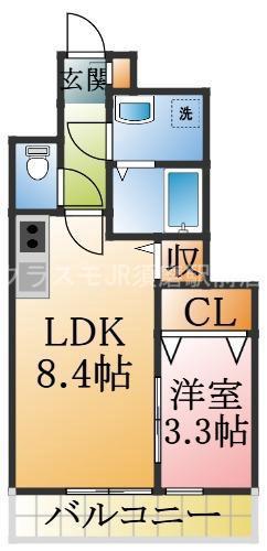 ジーメゾン泉が丘アクア(1LDK/1階)の間取り写真
