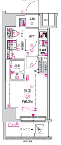 クレスト タップ 川崎港町(1K/2階)の間取り写真
