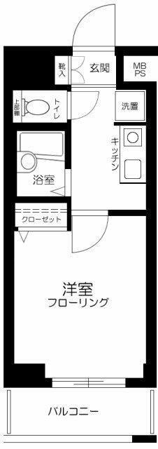 メインステージ巣鴨(1K/2階)の間取り写真