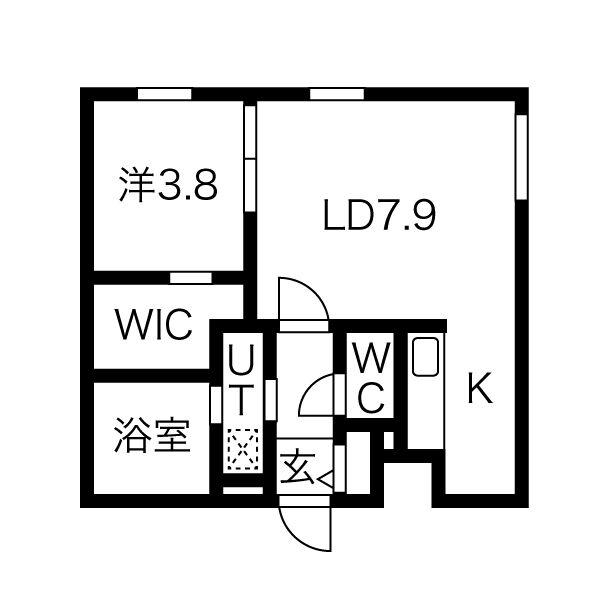 イクス北円山(1LDK/4階)の間取り写真