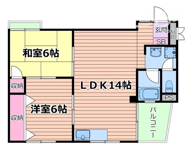 MISTRAL千里丘(2LDK/5階)の間取り写真