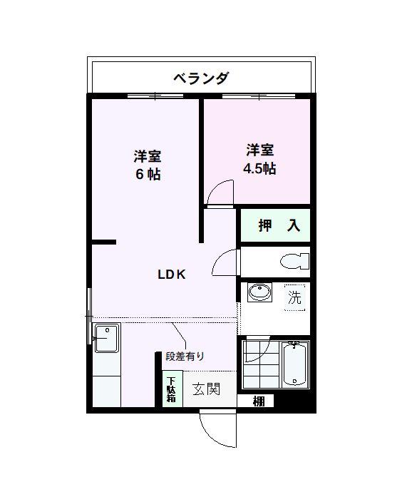ドミール北(1LDK/1階)の間取り写真