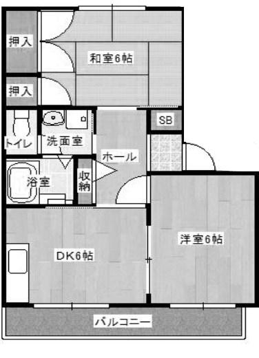 グリーンヒル朝霧II(3DK/1階)の間取り写真