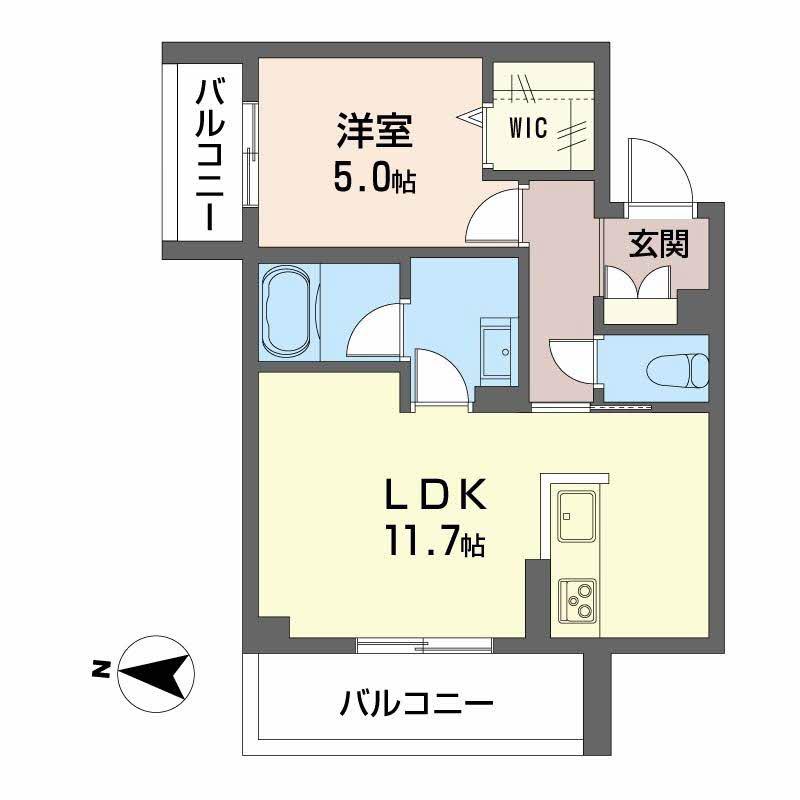 ガーデンコート(1LDK/2階)の間取り写真