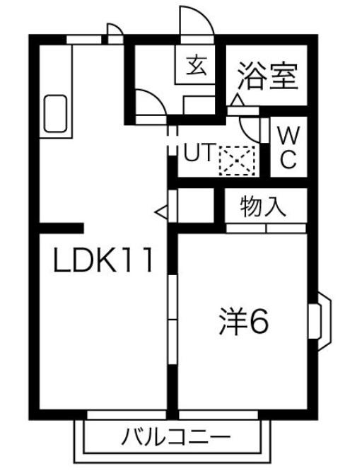 シャトー平松(1LDK/2階)の間取り写真