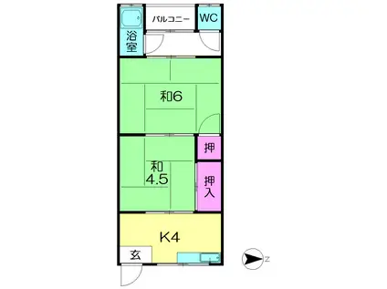 青野荘-1(2K/2階)の間取り写真