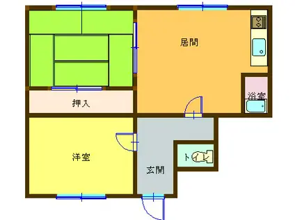 楓ハイツ(2DK/2階)の間取り写真