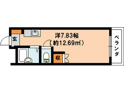 クリーンハイツ弓立I(ワンルーム/2階)の間取り写真