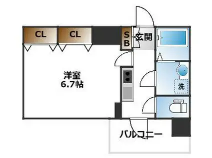 ファステート難波ウエストディオン(1K/13階)の間取り写真