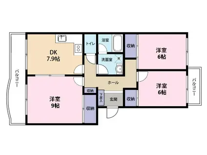 森島パークヒルズ(3DK/4階)の間取り写真