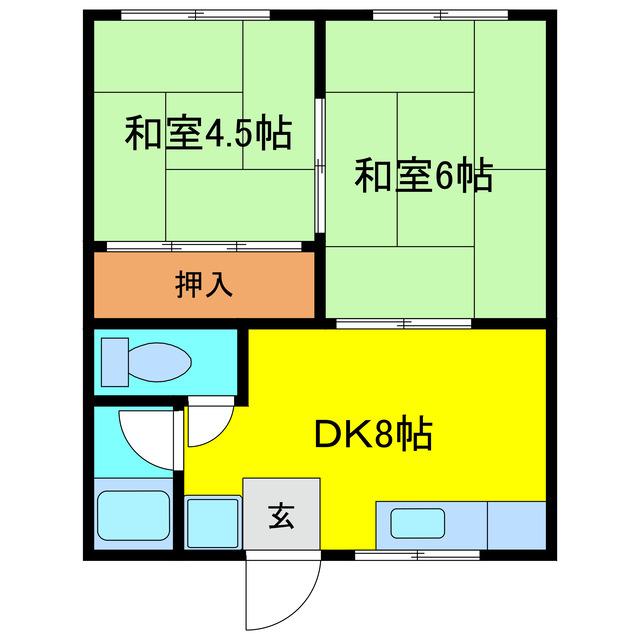コーポ海苑(2DK/2階)の間取り写真