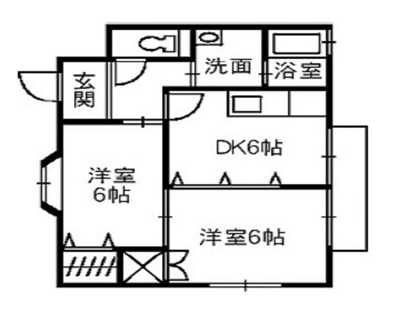 コーポ雅(2DK/2階)の間取り写真
